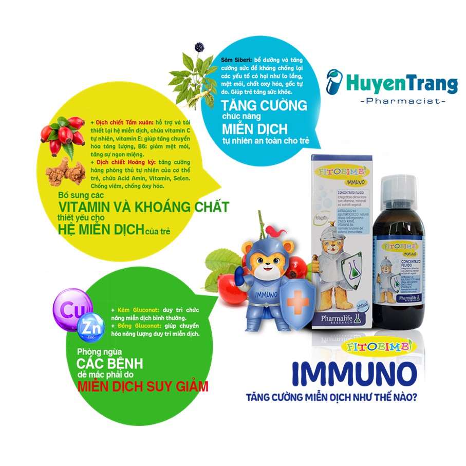 ✔️️️( Tặng quà xinh) IMMUNO BimBi - Tăng đề kháng, Trẻ hết ốm vặt - Nhập khẩu chính hãng từ Ý