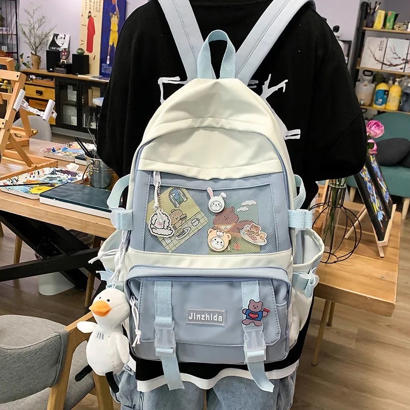 Balo Đi Học Nam Nữ, Balo Thời Trang Hàn Quốc Ulzzang Màu Hồng Xanh Pastel Đi Chơi Du Lịch Basic Dễ Thương Loại 1