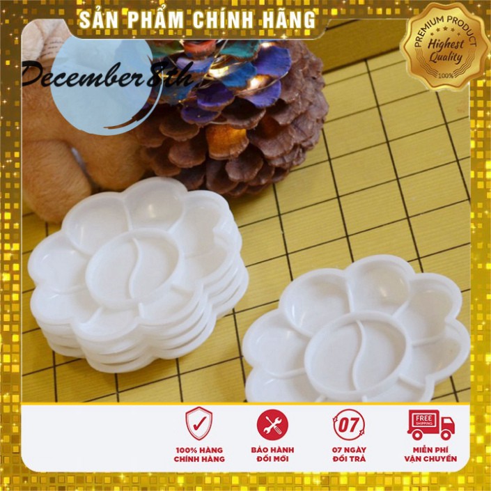 uuuuuuuuuuuuuuufffffff Khay Pha Màu - Chứa Màu Palette Hình Hoa Chuyên Dụng Cho Màu Nước - Màu Arcrylic Đường Kính 8.5 c