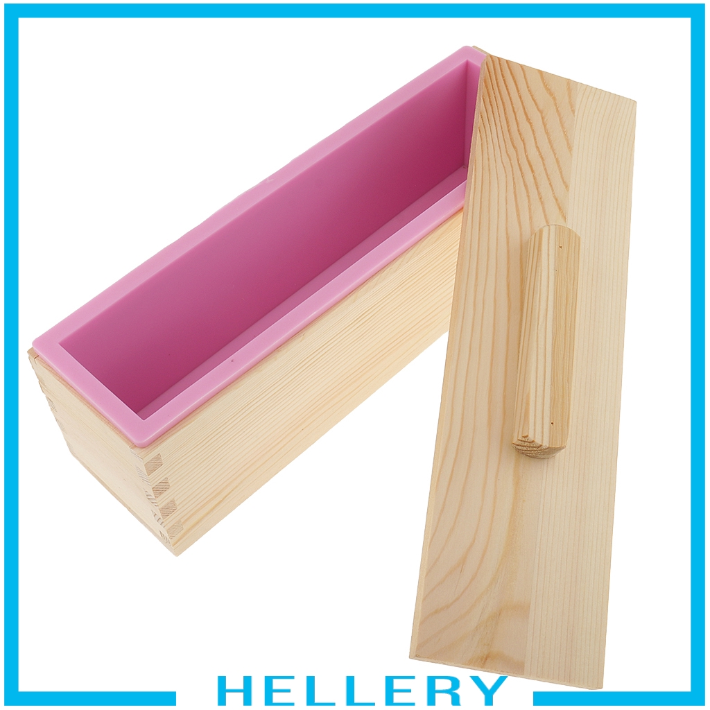 Khuôn Silicon Hình Chữ Nhật Làm Xà Phòng / Bánh Mì Kèm Hộp Gỗ DIY Mới