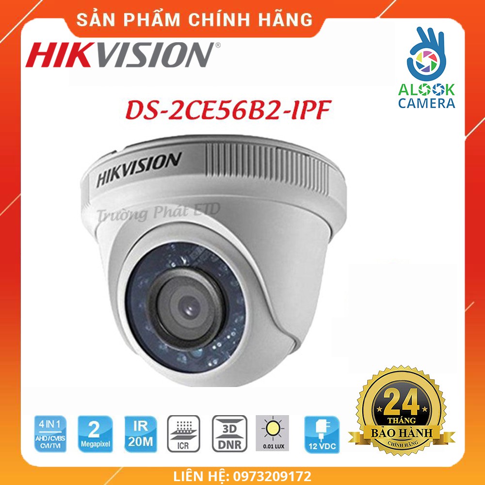 Camera HDTVI Dome 2MP HIKVISION DS-2CE56B2-IPF