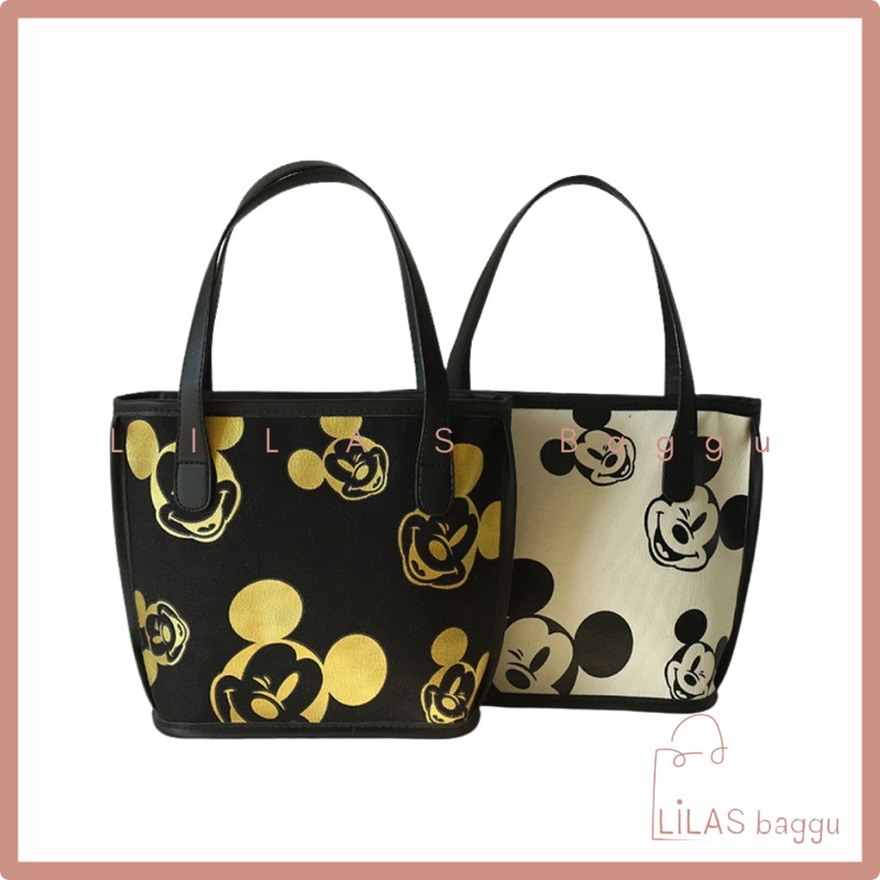 Túi Xách Nữ Tote Kẹp Nách LILAS Baggu Mickey Canvas 2 màu