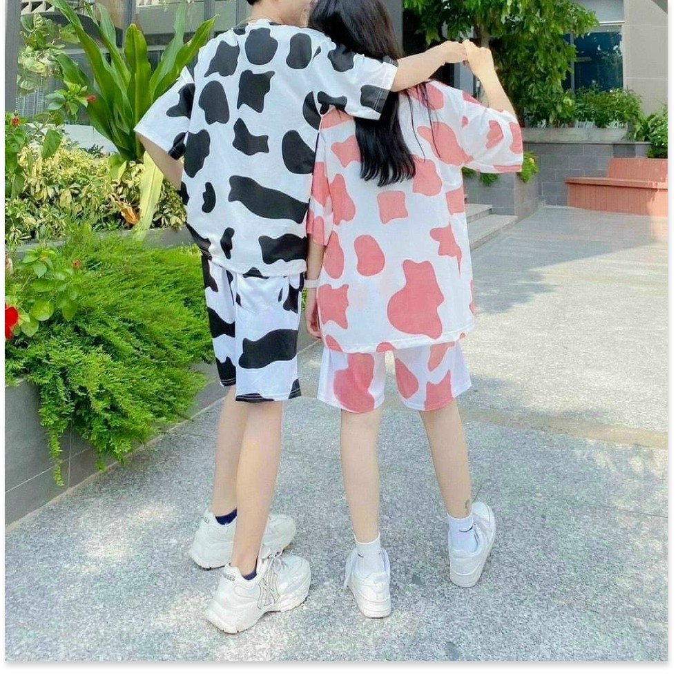 SET BỘ NAM NỮ IN BÒ SỮA MẶC CẶP ĐÔI SIÊU XINH HOT TREND