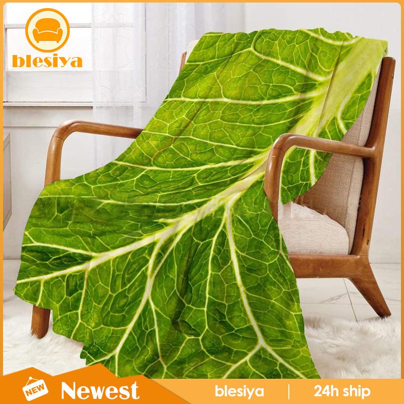 [Blesiya] Chăn Sofa Vải Flannel Mềm Ấm Áp Thoải Mái Họa Tiết Lá Lettuce