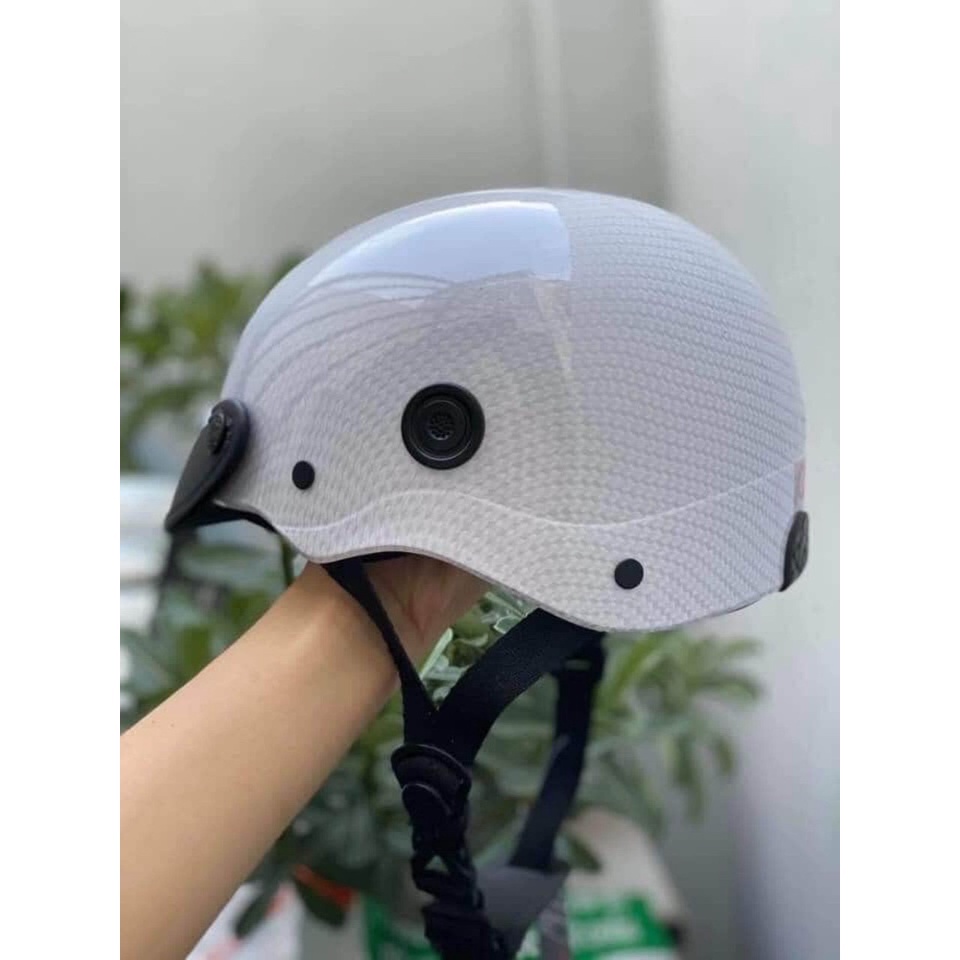 🌼FREE SHIP🌼 Rẻ Đẹp Nón Bảo Hiểm Nhúng Cacbon CaRo Thông Gió Siêu Đẹp