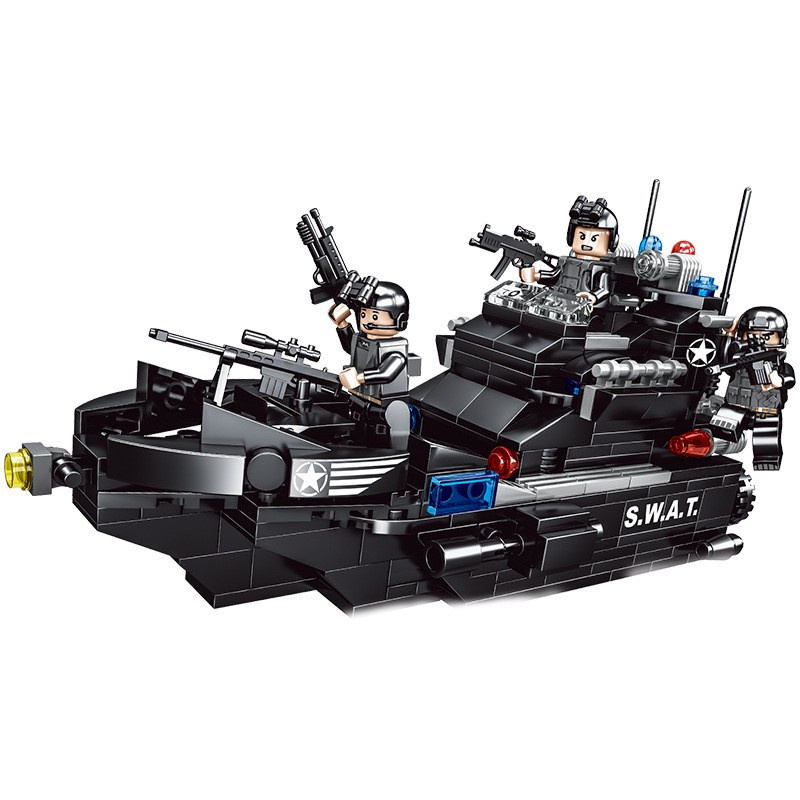 Bộ đồ chơi lắp ráp legoo swat tàu chiến , xếp hình trực trăng 784 cho bé