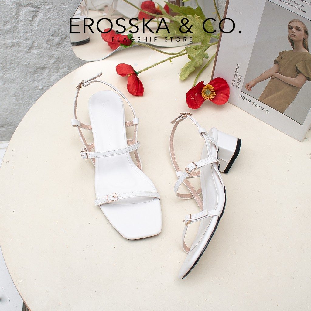 Giày sandal cao gót Erosska kiểu dáng Hàn Quốc cao 5cm màu đen - EB036