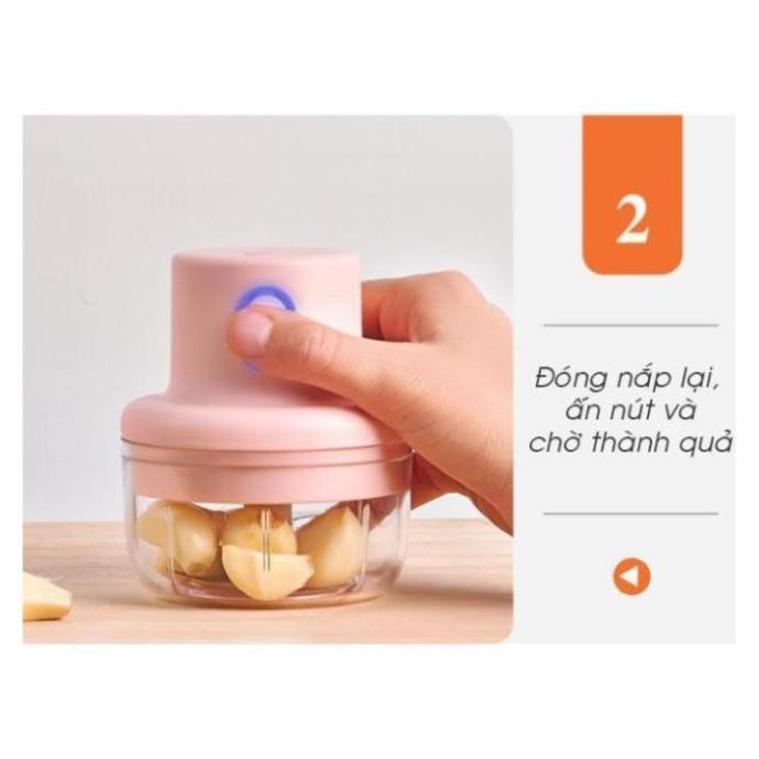 [SỈ- RẺ ] [Máy Xay Ăn Dặm cho Bé] Máy Xay Rau Củ Tỏi Ớt,Hành,Thịt Mini Tự động sạc pin, đa năng Tiện Dụng