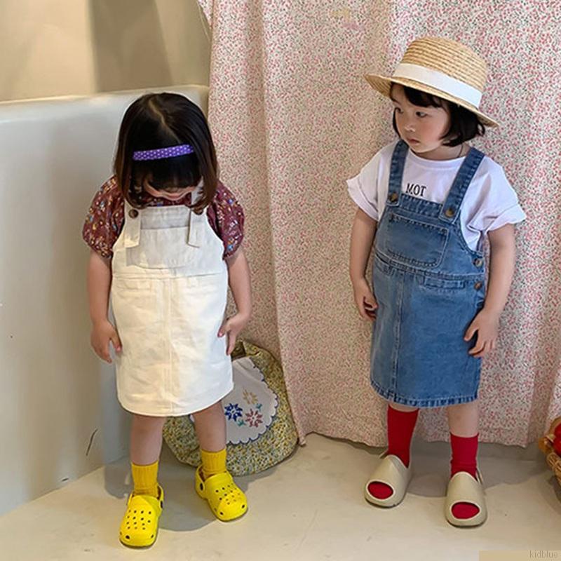 Đầm yếm denim phong cách phương Tây dễ thương dành cho trẻ em