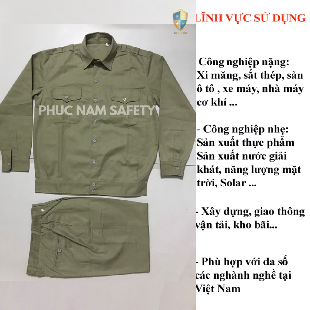 Bộ quần áo bảo hộ lao động màu ghi xám PN29, quần áo bảo hộ lao động vải Kaki, BHLĐ Phúc Nam
