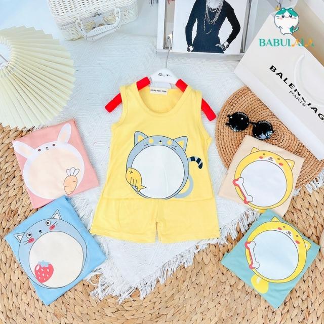 Đồ Bộ Bé Trai Bé Gái Ba Lỗ Minky Mom Chính Hãng Vải Thun Lạnh 0 1 2 3 4 5 6 Tuổi-Quần Áo Trẻ Em Sát Nách-BABULALA BL05