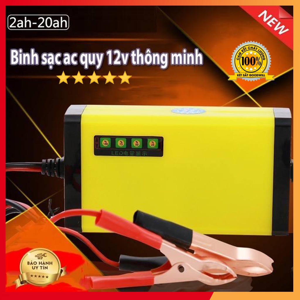 Máy sạc bình acquy 12v tự ngắt, sạc bình acquy 12v từ 4ah - 100ah cho xe máy và ô tô