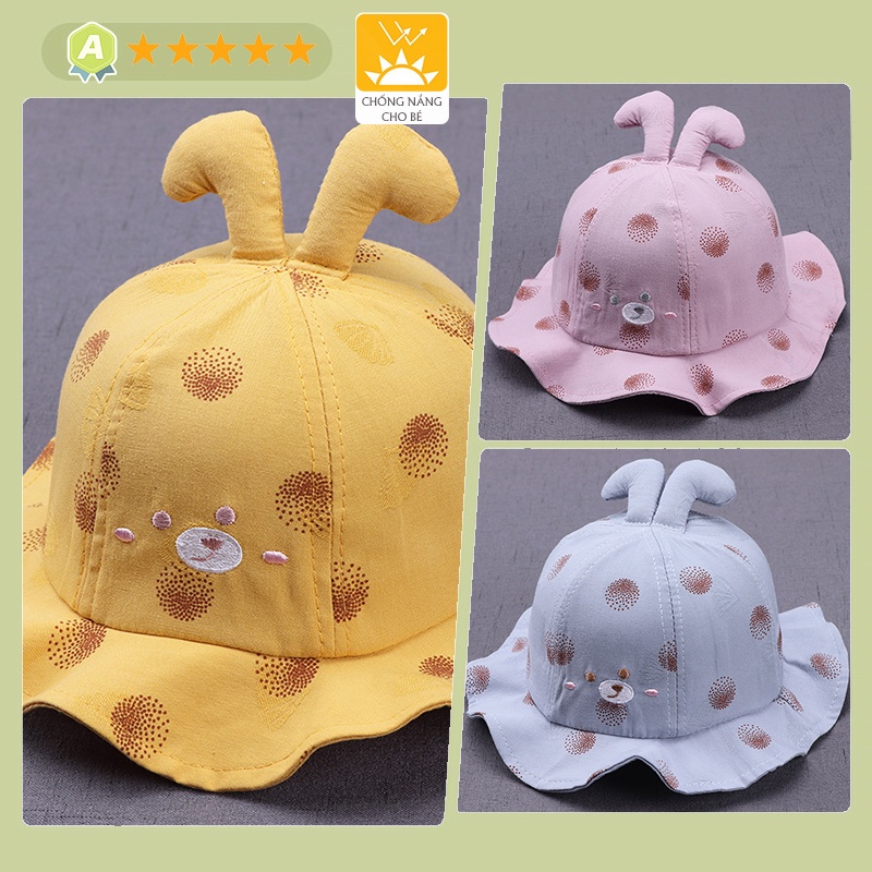 Nón chống nắng cho bé gái 6-18 tháng PocoHome, mũ rộng vành thiết kế tai thỏ 3D dễ thương cho bé phong cách đáng yêu HOT