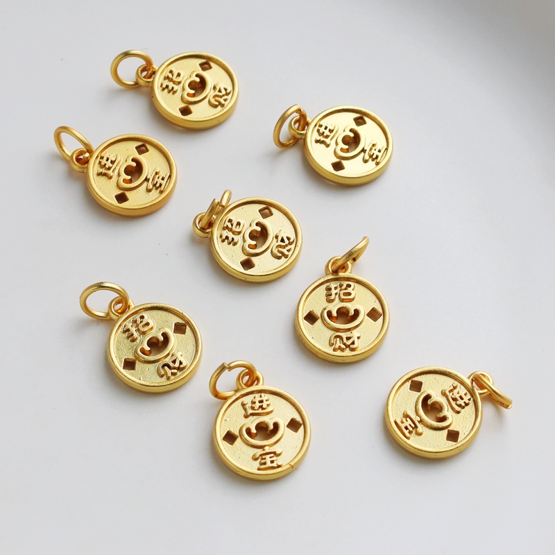 Mặt dây chuyền hình tròn 12mm mạ vàng 18k diy