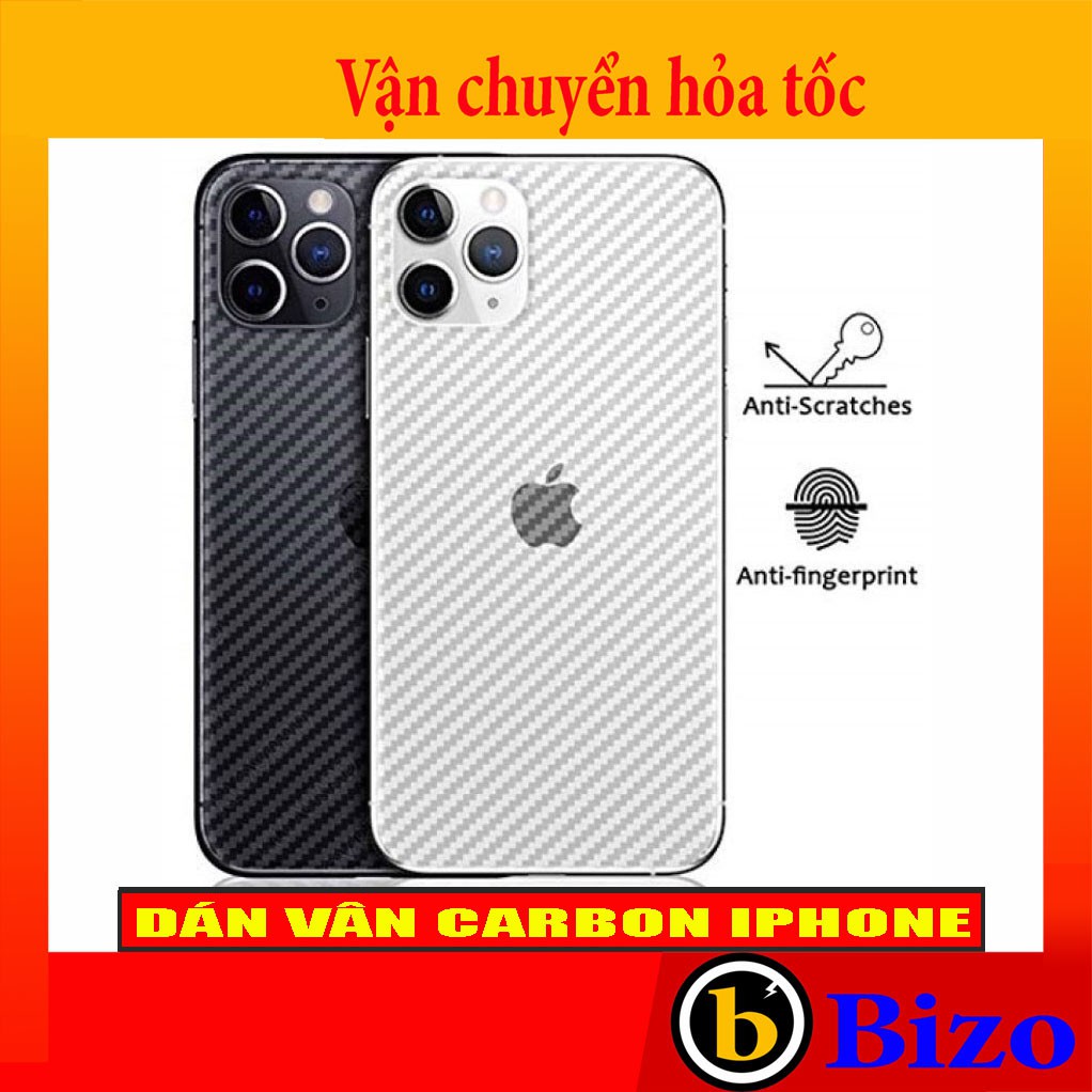 [NGON BỔ RẺ] Miếng dán iphone mặt lưng vân carbon nhám chống vân tay, chống xước dùng cho iphone 6/7/8/X/XS/11promax...