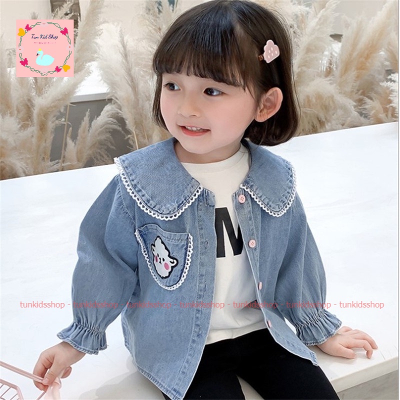 Áo sơ mi jeans cho bé gái xinh xắn đủ size dưới 14 tuổi tay nơ
