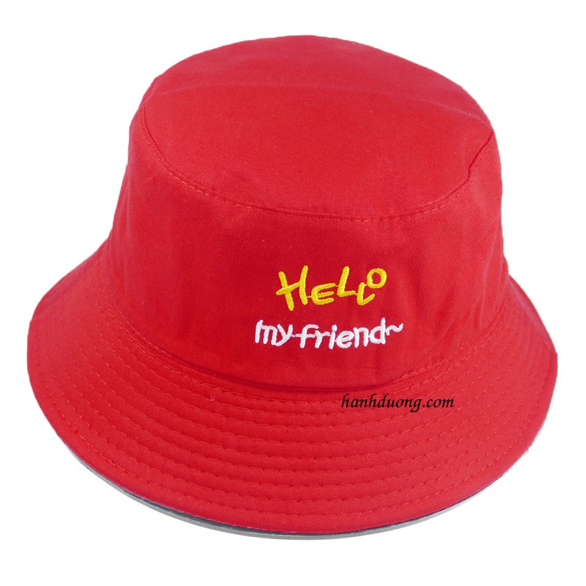 [ Hình thật ] Nón bucket 2 mặt Hello My Friend mũ tai bèo nữ vành nhỏ được may với chất liệu cotton cao cấp, thoáng mát