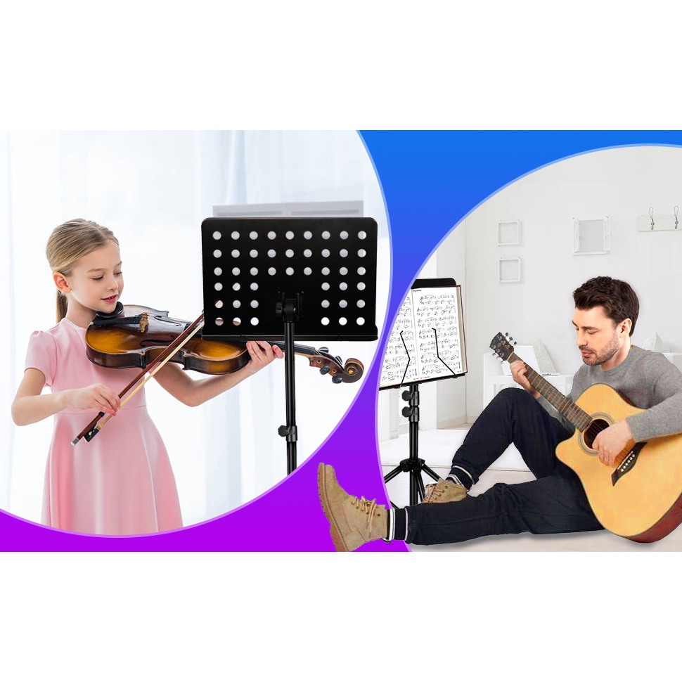 Giá để sách nhạc D2 - Kèm kẹp mic, kẹp điện thoại - Chân giá đỡ bản nhạc tích hợp chân đứng phòng thu gắn micro karaoke
