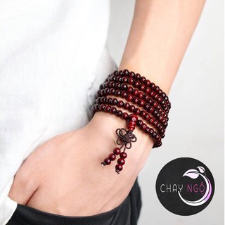 Chuỗi hạt gỗ 108 hạt nâu đỏ