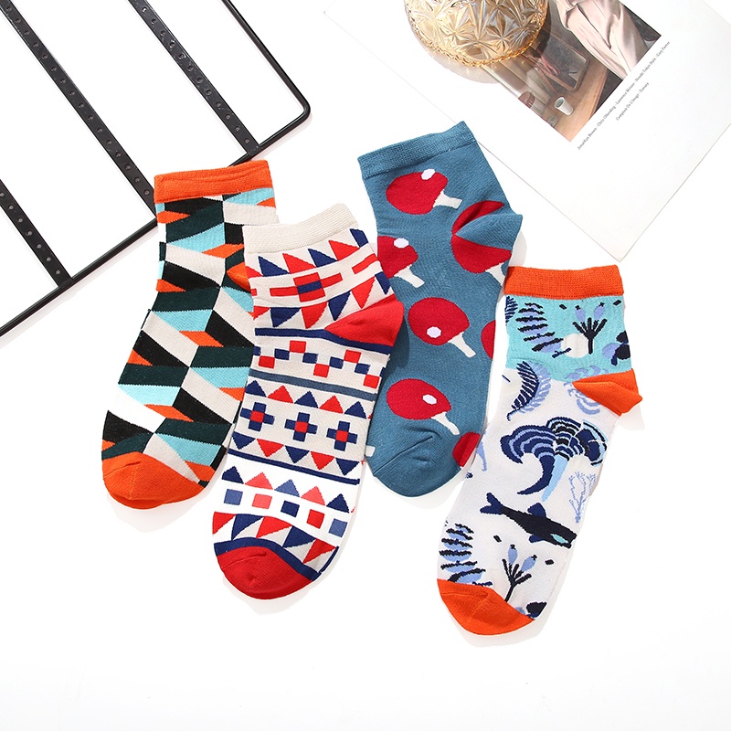 Take Talk Vớ Ngắn In Họa Tiết Động Vật Hoạt Hình Vui Nhộn Nhiều Màu Sắc Thoải Mái Kích Thước (35-40)