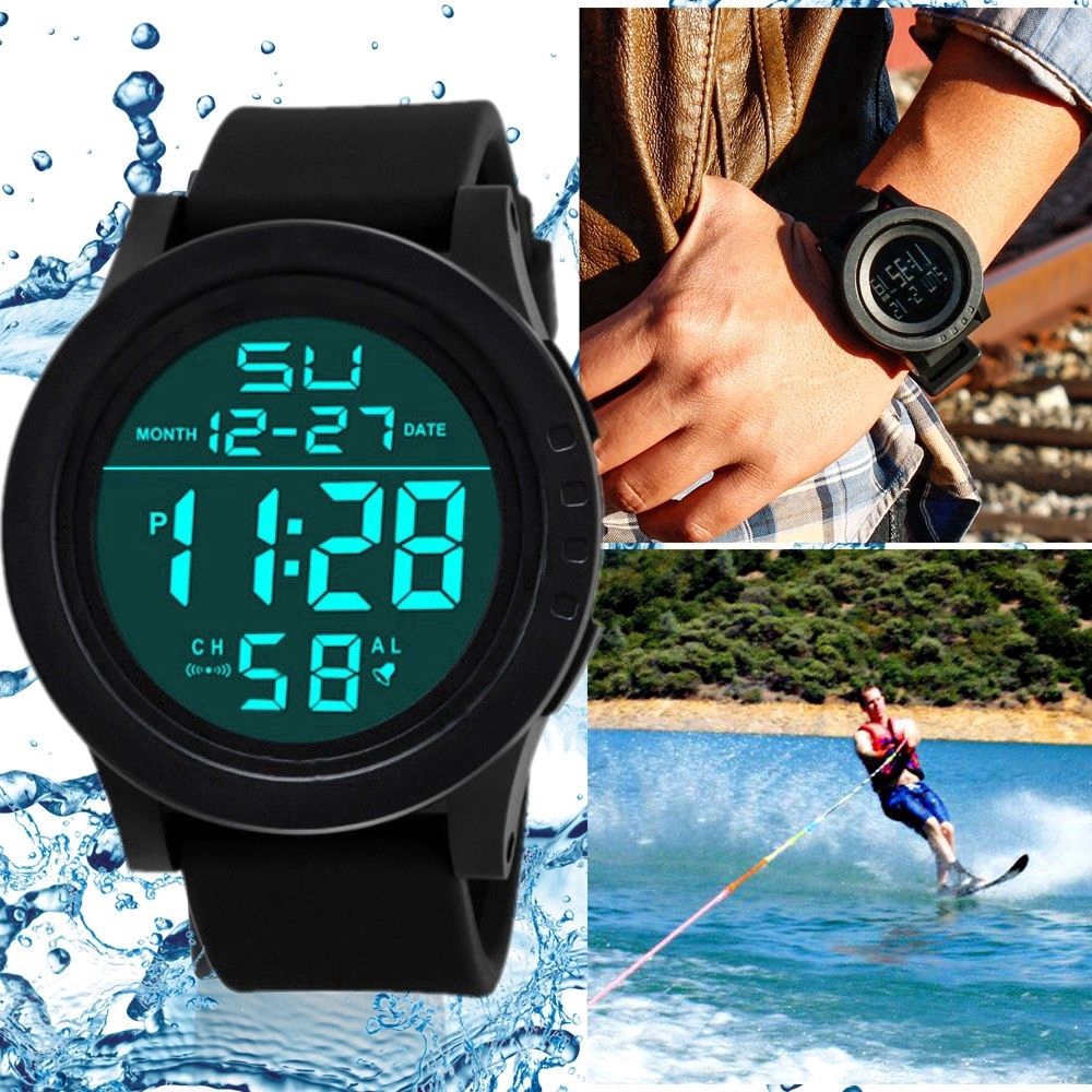 Đồng hồ điện tử dây cao su chống thấm nước kiểu dáng thể thao