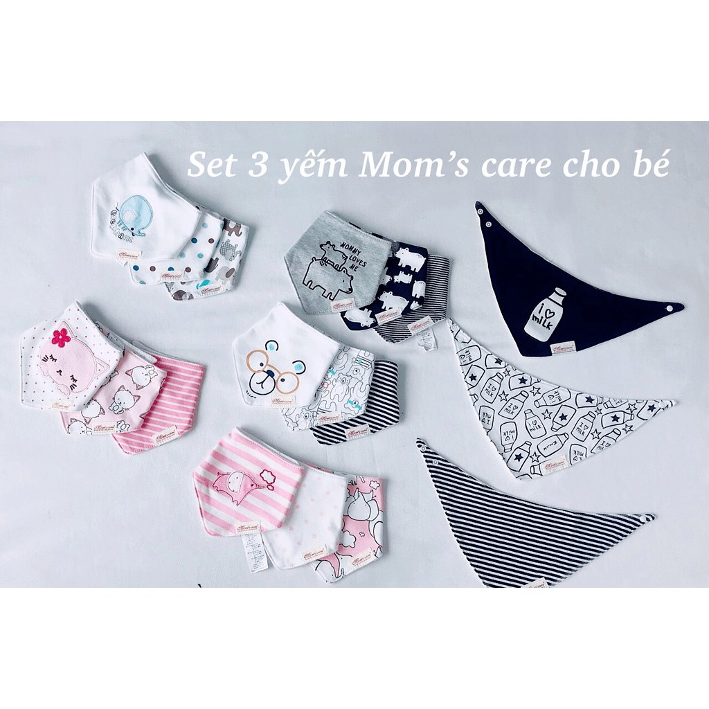 Sét 3 yếm tam giác Mom's care có nút bấm