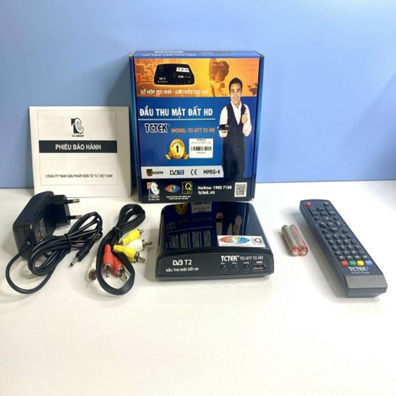 ĐẦU THU TRUYỀN HÌNH KTS DVB T2 TCTEK TC-377 T2 HD, PHÁT WIFI MECURY 3 ANGTEN