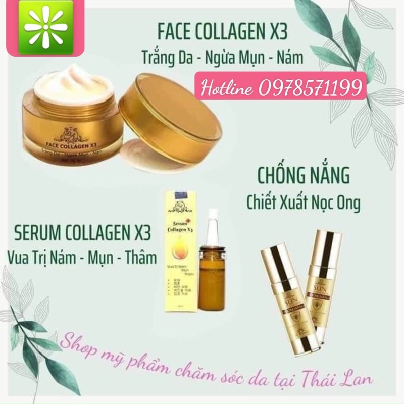 Combo Kem Face Collagen + Serum căng bóng da + Kem chống  nắng + Mặt nạ Mỹ phẩm Đông Anh Chính Hãng