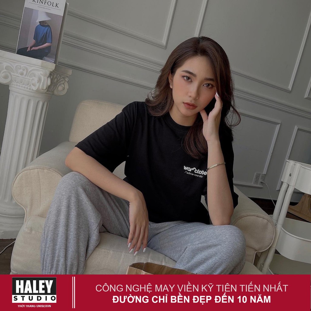 Áo Thun Unisex Tay Lỡ Form Rộng Nam Nữ WannaTobe vải cotton basic chất cotton 100% siêu thoáng mát TN585 Haley