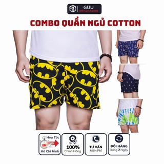 Quần đùi ngủ cotton nam họa tiết nhiều màu mặc ở nhà chất cotton 100% mềm mại - 𝐐𝐍𝐍𝐇