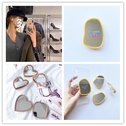 Giá Đỡ Điện Thoại Hình Học Có Thể Gập Lại Kèm Gương Trang Điểm Tiện Dụng