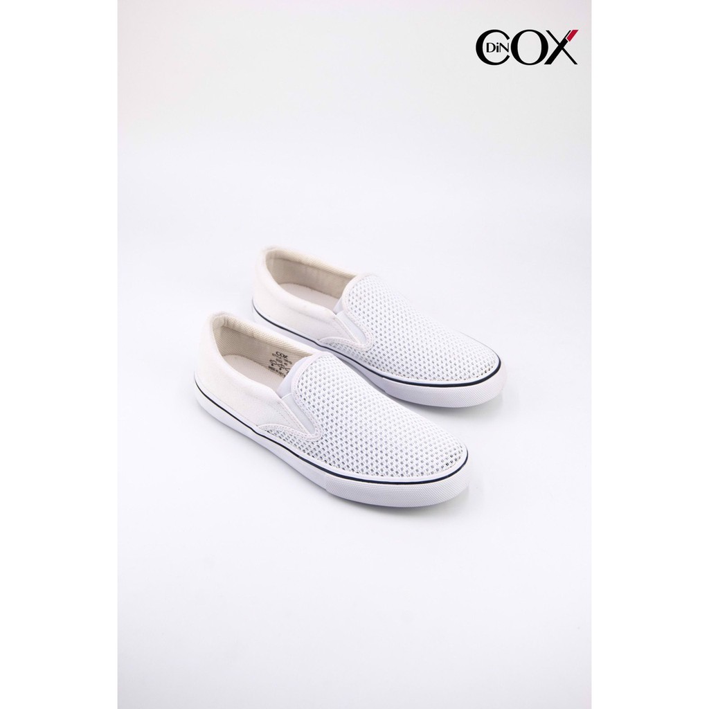 Giày Lười Vải Cox Shoes White 1001