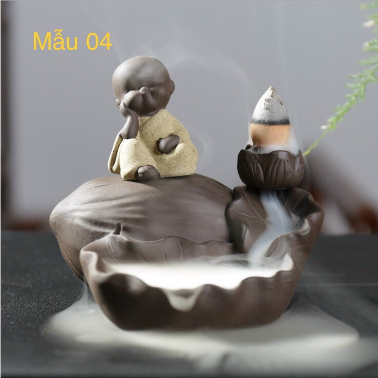 Thác khói trầm hương chú tiểu tọa bên suối gốm cao cấp