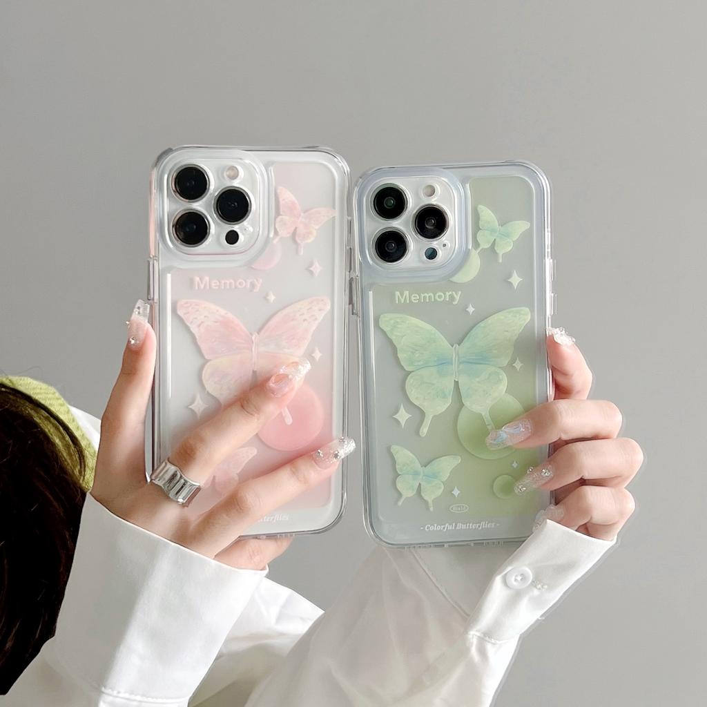 Ốp Điện Thoại Tpu Dẻo In Hình Bướm Nở Nút Kim Loại Cho iphone 13promax 12 11 7plus X XS XR XSMAX