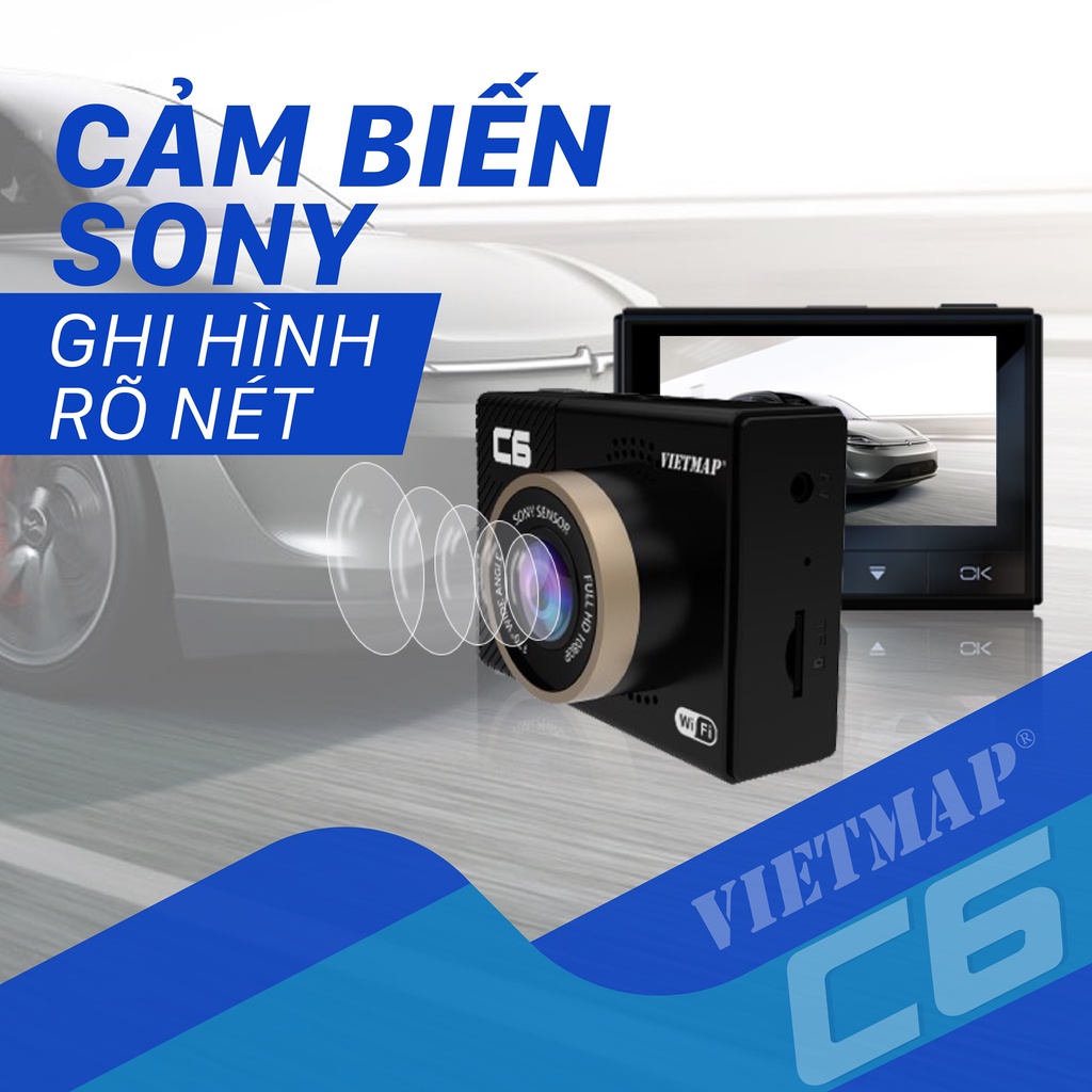 VietMap C6 - Camera Hành Trình Ô tô Có WiFi - Pin Siêu Tụ Điện