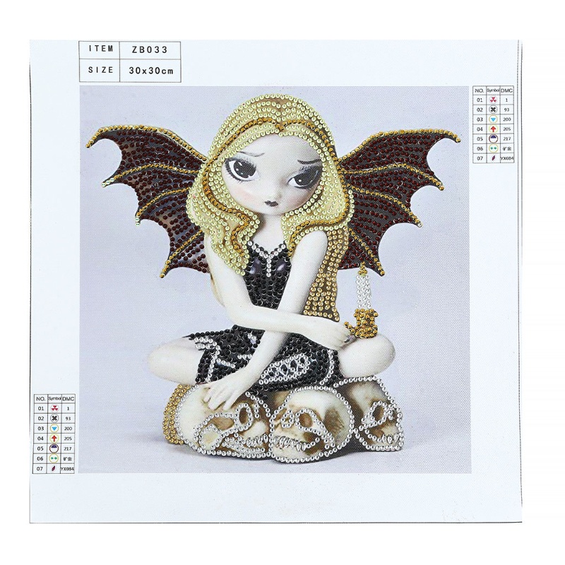 Bộ Tranh Đính Đá Họa Tiết Cô Gái Phù Thủy Độc Đáo DIY Dùng Trang Trí Nhà Cửa