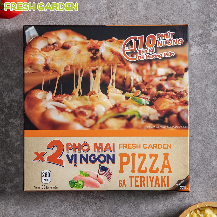 Bánh Pizza Gà Sốt Teriyaki FRESH GARDEN 220g Thơm Ngon Tiện Lợi Chỉ 10 Phút Nướng