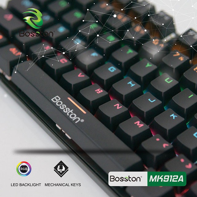 Combo Bàn phím gaming Bosston MK912 + Chuột Dareu EM908, Led rgb rainbow 9 chế độ - BiBiTechs