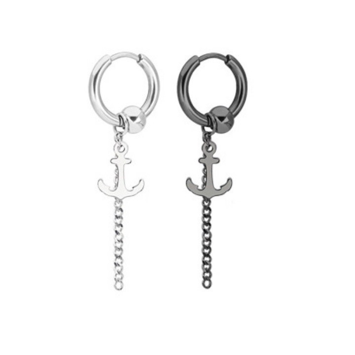 Bông Tai Nam Tòn Ten Hình Mỏ Neo Titan Cao Cấp TT 1647