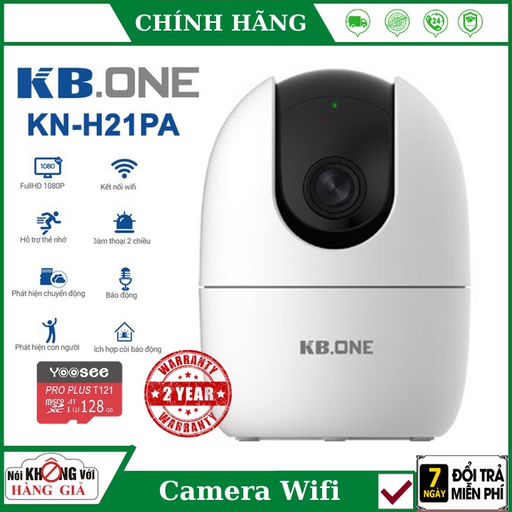 Camera Wifi KBONE KN-H21PA 2.0 Megapixel, quan sát 360 độ, tích hợp còi báo động, đàm thoại 2 chiều