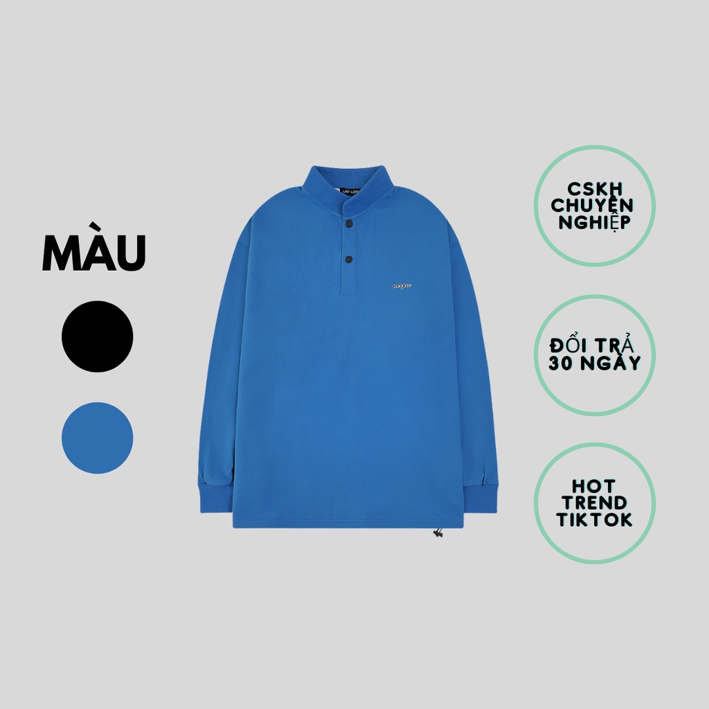 Áo Thun Dài Tay Có Cổ, Form Unisex Phù Hợp Nam & Nữ
