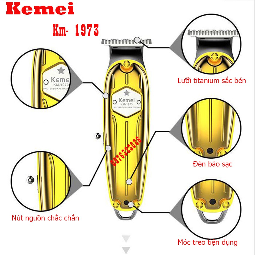 Tông đơ chấn viền kemei km 1973 - Tông đơ viền chuyên nghiệp thép nguyên khối đang được anh em Baber tin dùng