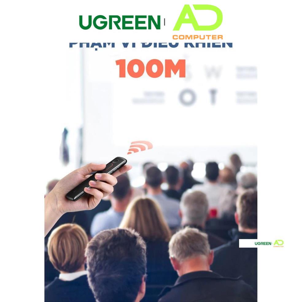 Bút trình chiếu PowerPoint Laser hãng UGREEN LP180 60327 không dây điều khiển từ xa 100m (sử dụng pin AAA)