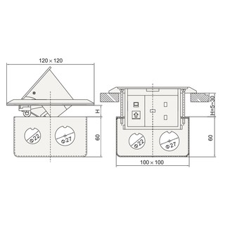 Ổ cắm âm sàn MPE FA-60 màu bạc (Nguyên bộ)