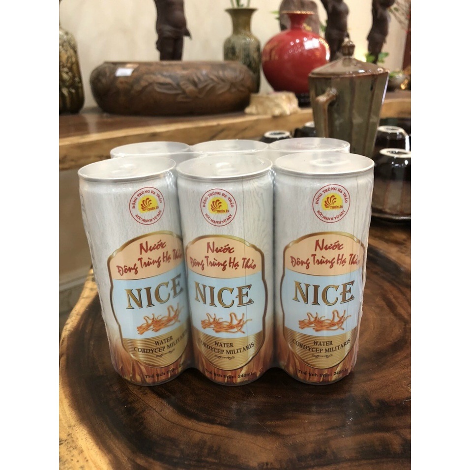 Nước Đông trùng hạ thảo NICE Thiên Ân 6 lon/lốc  - Hàng Chính Hãng