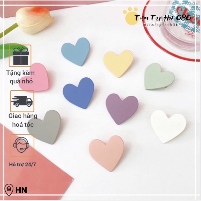 Kẹp tóc mái FREESHIP Cặp tóc nữ - kẹp tóc hình trái tim nhiều màu xinh xắn, phụ kiện tóc hottrend phong cách Hàn Quốc