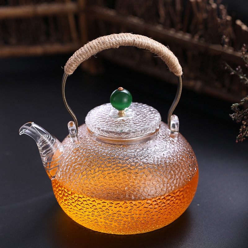 Ấm trà chịu nhiệt vân sần 900ml - ấm trà thuỷ tinh chịu nhiệt