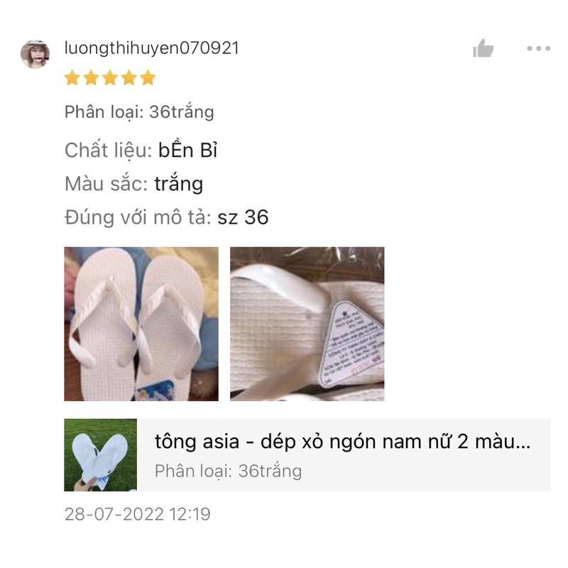 [hàng chính hãng] tông asia dép xỏ ngón nam nữ (trắng/đen)