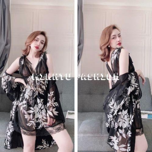Váy Ngủ Xuyên Thấu Nữ, Set Đồ Ngủ Sexy 3 Món ( Váy Ngủ, Áo Choàng Kèm Quần ) , Đầm Ngủ Mặc Nhà Bigsize Chất Voan Tơ. | BigBuy360 - bigbuy360.vn