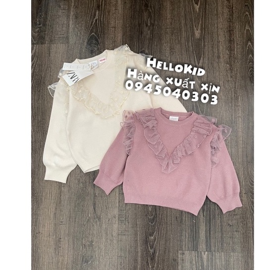 Áo len kem riềm hoa cho bé
